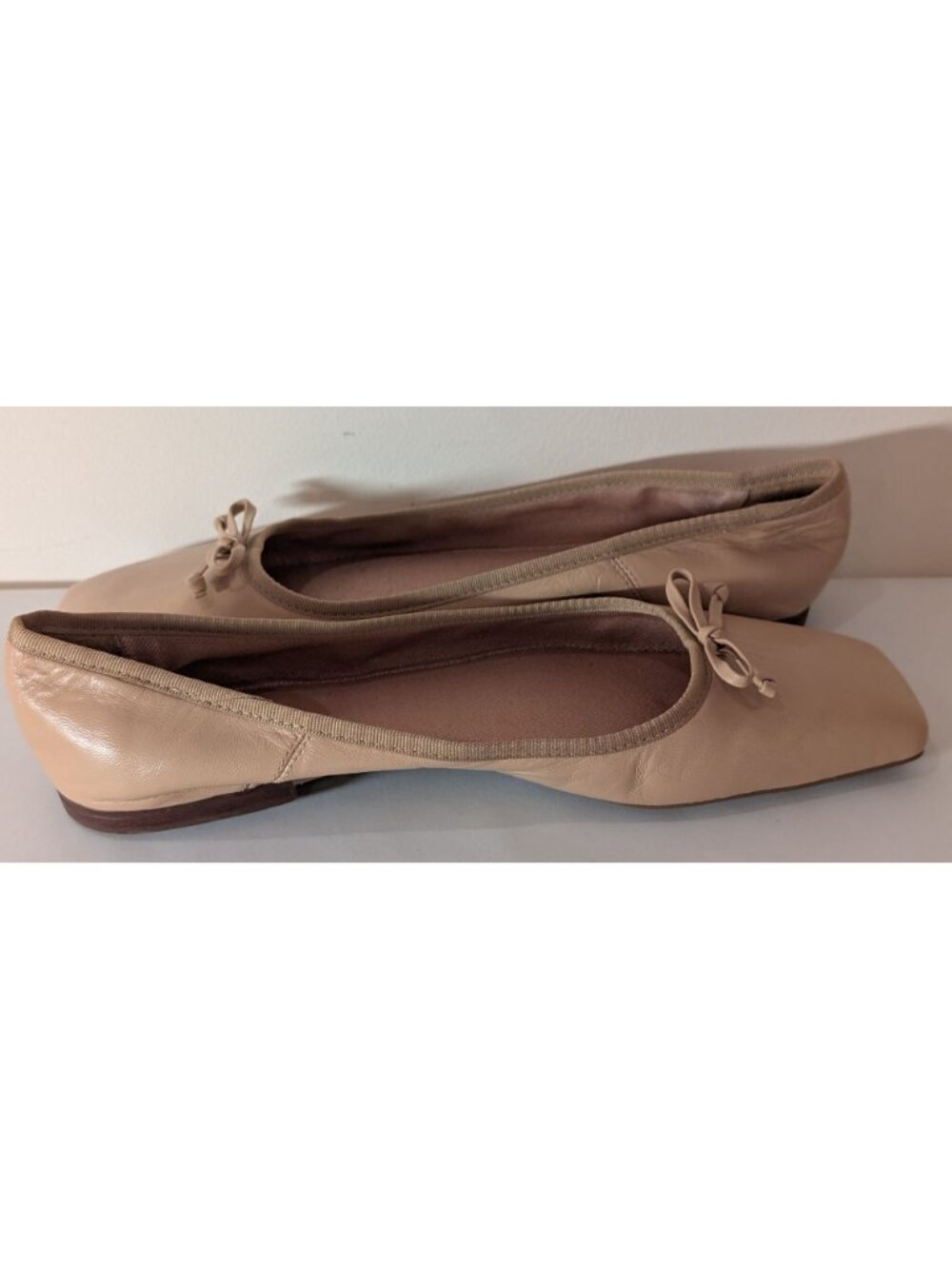 NEW Vince Camuto Leather Ballet Flat Square Toe with Bow, Camel, Size 9.5 - Picture 8 of 11